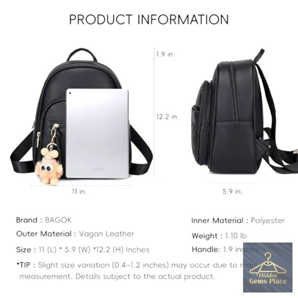 Mini Leather Backpack Purse with Detachable Cartoon Charm, Fashion Daypack